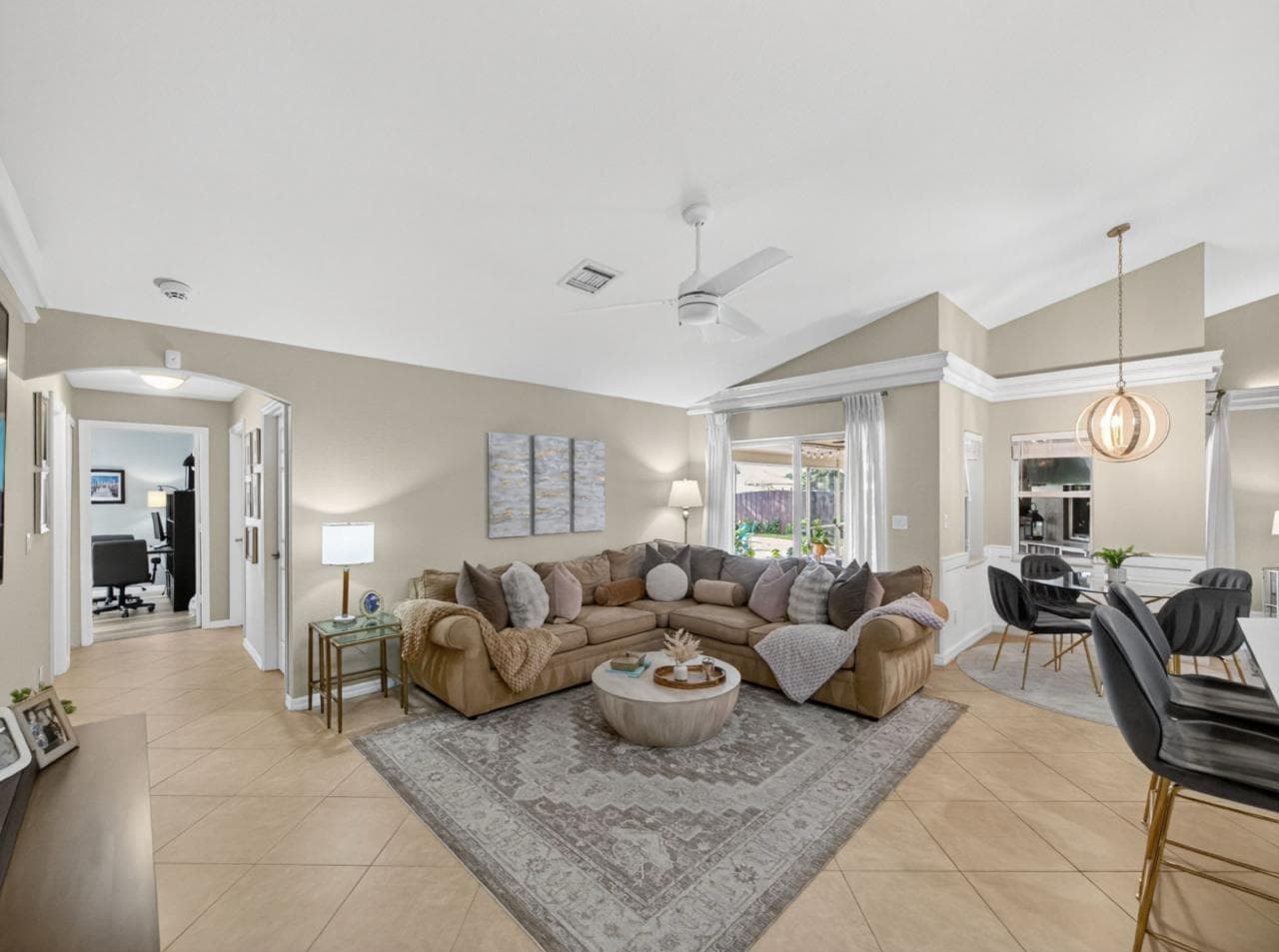 Open living room with plush sectional